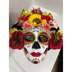 Day of the Dead Mask for Women Peachy Face Butterflies & Florals